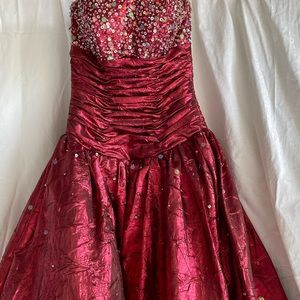 Brick red ball gown/ prom dress